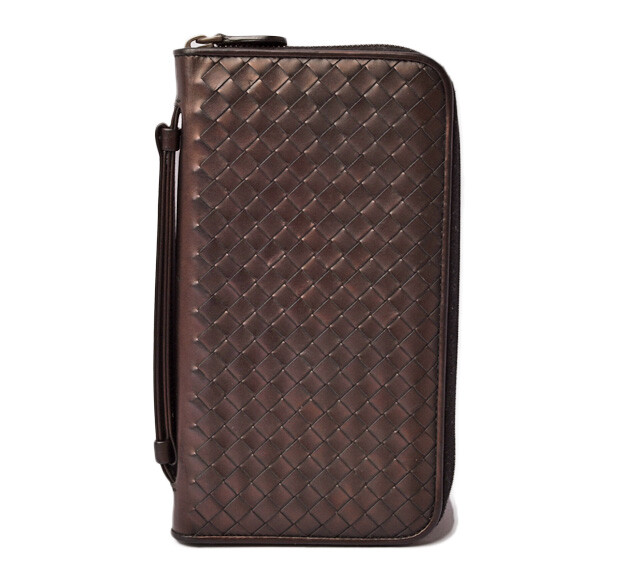 Bottega Veneta Long Wallet/Travel Case Round Zipper Metallic