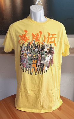 Naruto Shippuden T-Shirt Unisex Medium Adult All Characters Anime Yellow Tee