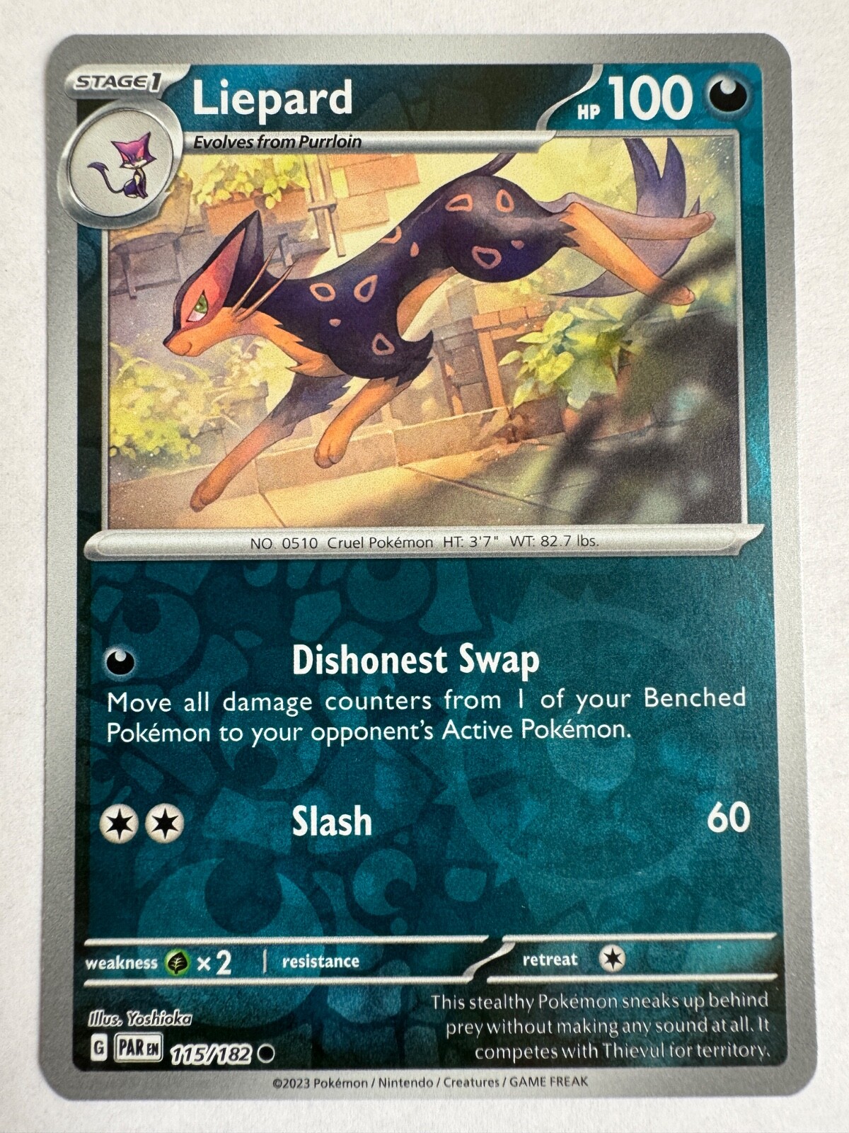 Liepard 115/182 Holo Reverse Pokemon TCG Paldean Fates - NM