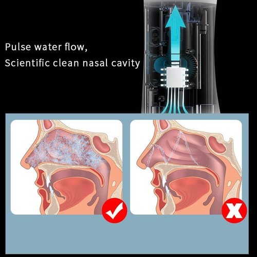 Electric Cordless Nasal Wash Neti Pot Rinse Irrigator Cleaner 30 Saline Packets - Picture 4 of 11