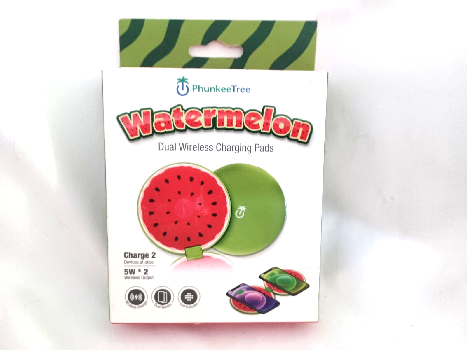 PhunkeeTree DUAL Wireless Charging Pads FUN Water Melon style charge 2 devices