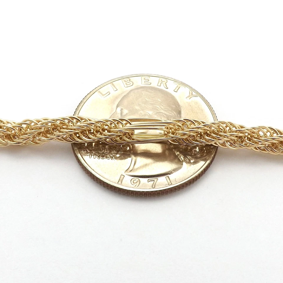 Brazalete de eslabones con clip de cuerda de seda de oro Eterna 14k 7 pulgadas 4 gr 4 mm nuevo Foto 2 de 4