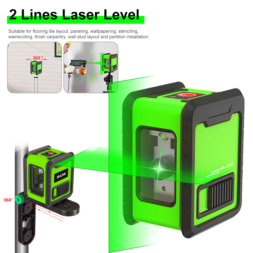 2 Lines Green Laser Level Self-leveling Laser Horizontal Vertical Leveling Tool