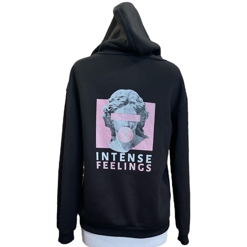 Shein Intense Feelings Womens Hoodie Size Large Black Long Sleeve