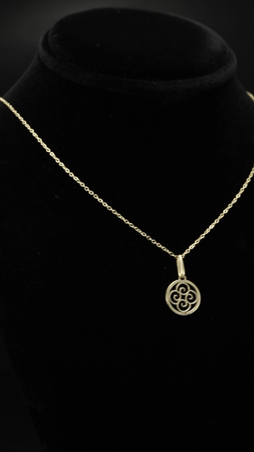14K Real Solid Yellow Gold Quatrefoil Swirl Spiral Pendant Charm Necklace 18 in - Video 1 of 1