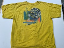 Vintage Speedo Volleyball T Shirt Men XL  90's Yellow Graphic Print
