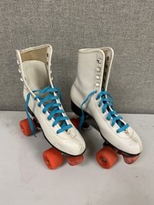 Vintage Roller Derby Skates Women's Size 8 White - Urethane 28 Wheels Red Orange