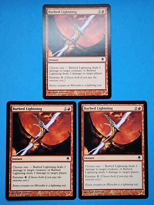 3x Barbed Lightning Darksteel 2004 Mtg Magic Card Red Mountain Instant 55