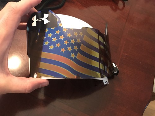 Under Armour Football Helmet Visor EyeShield Eye Shield USA Flag BLUE MIRROR - Picture 3 of 5