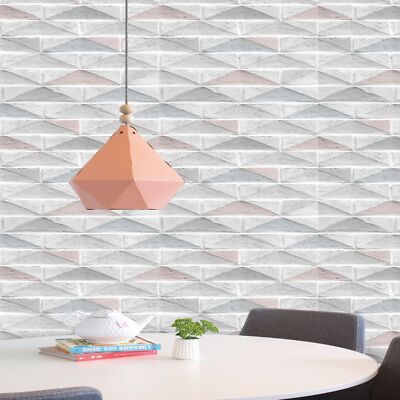 Superfresco Easy White Geo Brick Wallpaper,1000cm Length x 52cm Wide