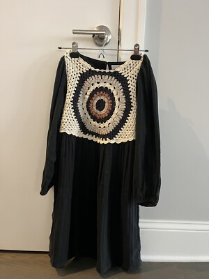 zara black crochet dress Zara Dress Girls Size 11-12 Black Cotton Crochet Long Sleeve A-Line  Excellent