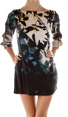 Anthropologie XS Maeve Fading crepe Dress Ombre Black multi color