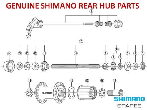 GENUINO BUJE TRASERO SHIMANO BUJE LIBRE, CONO, EJE, SELLO, PINCHO PARA 8/9/10 VELOCIDADES - Imagen 1 de 1