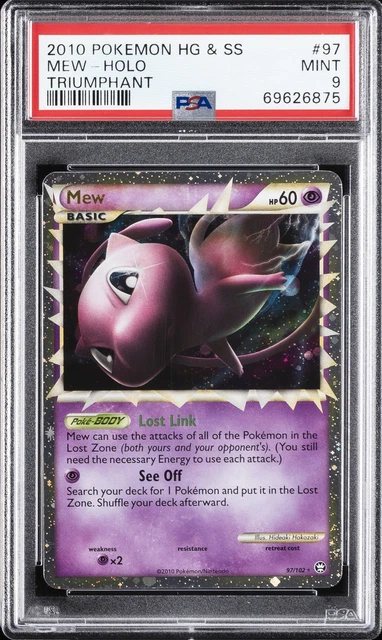 2010 POKEMON HEARTGOLD & SOULSILVER TRIUMPHANT #97 MEW-HOLO PSA 9