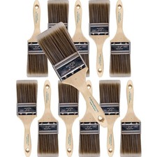 12PK 2.5 inch Flat Brush Premium Wall/Trim House Paint Brush Set Great for Pr...