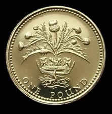 1989 Elizabeth II - PROOF £1 One Pound Scottish Thistle Coin - Mintage 106,520
