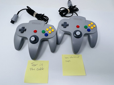 Lot Of 2 Nintendo 64 (NUS-005) Controller N64 Original Gray Loose Joysticks