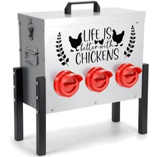 30 lb Chicken Feeder with 6 No-Waste Ports   Heavy-Duty Outdoor Metal Feeder ...