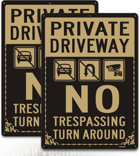 Private Driveway Sign, Aluminum Private Drive No Trespassing Sign, Private Road