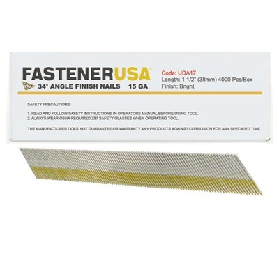1-1/2'' DA17 ANGLE FINISH NAILS 15GA BRITE 4,000ct | UDA17