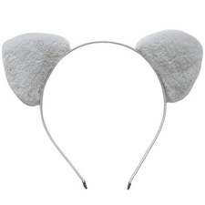 Soft Faux Fur Cat Ears Headband Halloween Cosplay Accessories for Women Gray