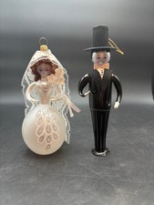Pair De Carlini Bride Groom Blown Glass Christmas Ornament Made In Italy Pair De Carlini Bride Groom Blown Glass Christmas Ornament Made In Italy
