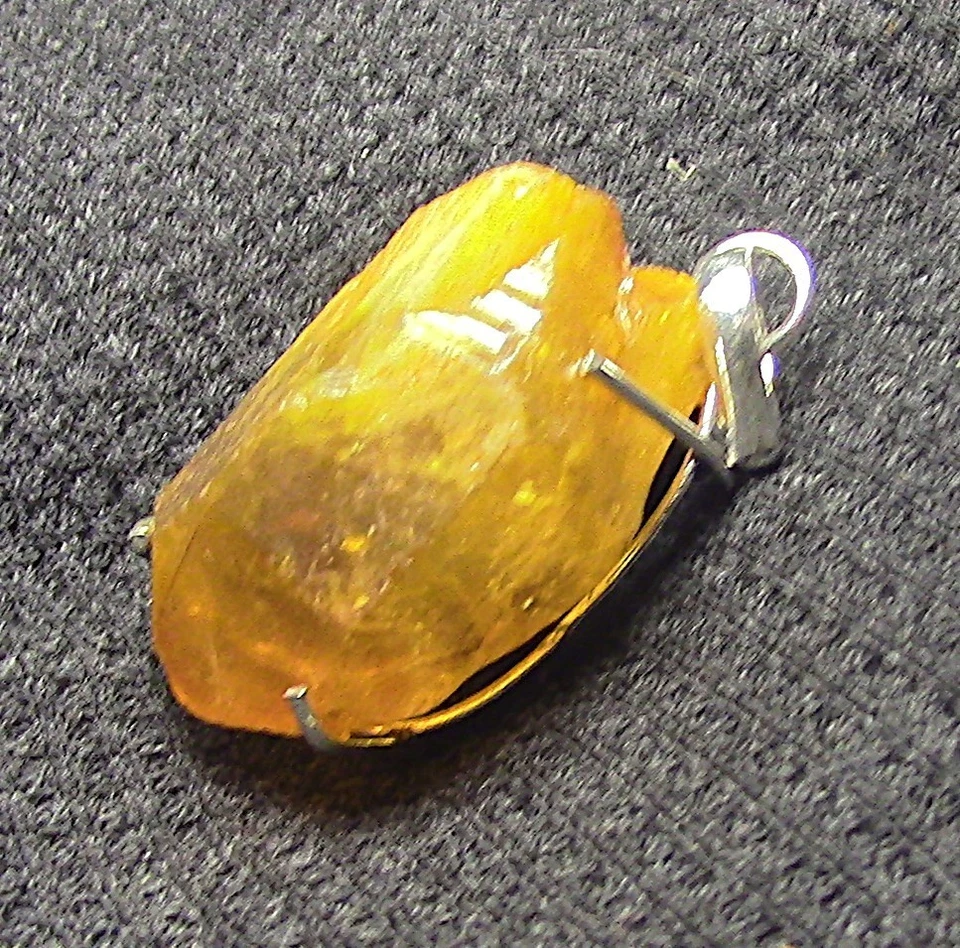 Colgante de piedra citrino en bruto 1,25" x 0,75" sin engaste de cadena es placa de plata .925 Foto 2 de 4
