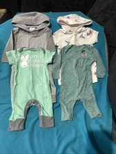 4 Gently Used Baby Girl One Piece Outfits Size NB Multiple Brands