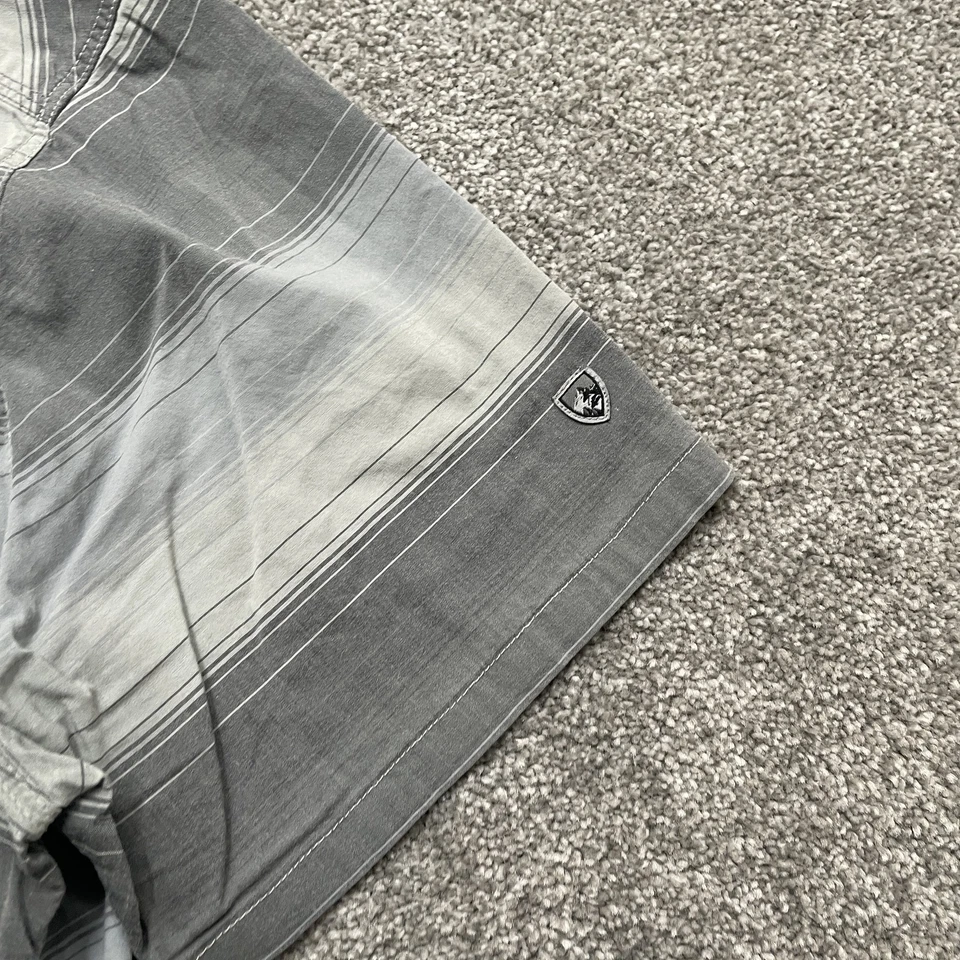 Camisa Kuhl Para Hombre Grande Gris Rayas Abotonada Manga Corta Aire Libre Senderismo 7415 Foto 3 de 4
