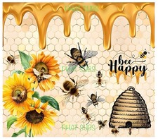 20oz Sublimation Tumbler Wrap Bee Happy Ready To Press Heat Transfer