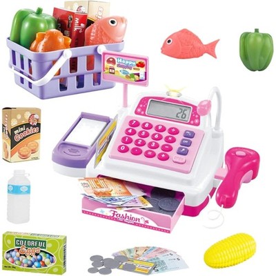 34 Pieces Cash Register Children's Role Play Supermarket Toy Grocery Shop Acc...