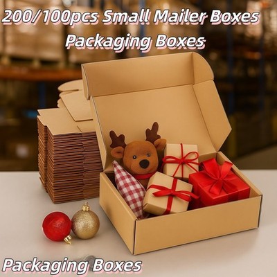 200/ 100pcs High-Strength Small Corrugated Mailing Boxes, 6X4X1.57In