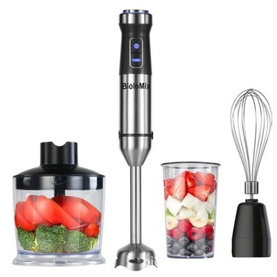 4 In 1 Handheld Immersion Blender Mixer 1100W w/ 500ml Food Chopper Beaker Whisk