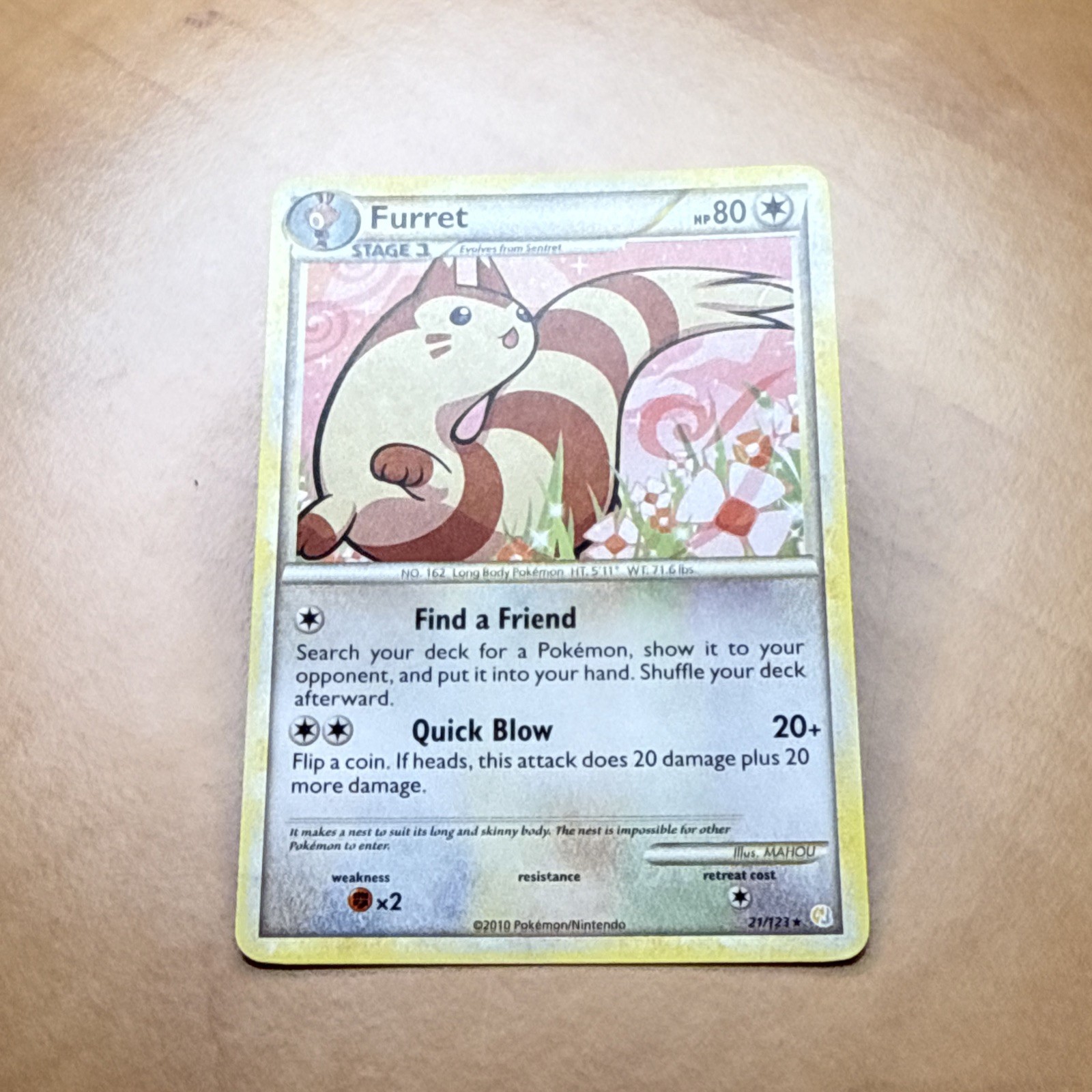 Pokémon TCG Furret Heartgold & Soulsilver 21/123 Regular Rare LP