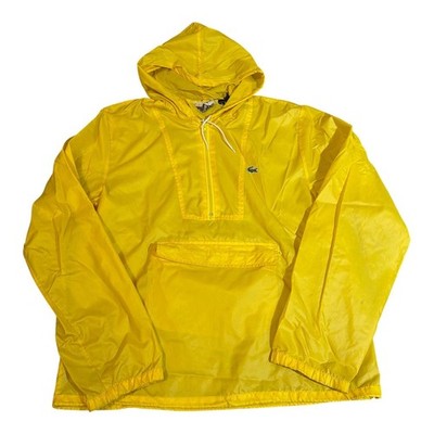 Vintage Izod Lacoste Yellow Packable Hooded Anorak Rain Jacket