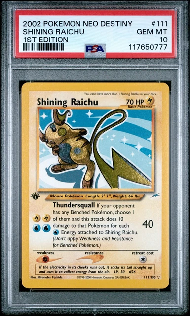 2002 POKEMON NEO DESTINY 1ST EDITION #111 SHINING RAICHU PSA 10