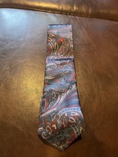 NWT Sears Mens Store Tie Vintage Paisley Blue  Red Brand New  