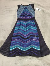 Designer M Missoni Purple Blue Wave Midi Dress. NWT. Luxury. EU36/US4
