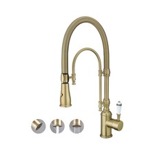 Antique High Arc Classical Single Handle Spring Kitchen Faucet with Pull Down...