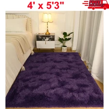 Softlife Rugs for Bedroom 4x5.3 Feet Purple Area Rug for Living Room Super Soft