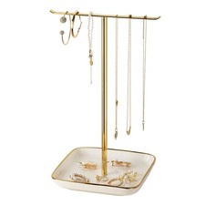 Necklace Holder Stand with Ceramic Base: 12" Jewelry Tree Display Organizer f...