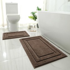 Bathroom Rugs Sets 2 Piece, Super Soft and Absorbent Non Slip Microfiber Mach...