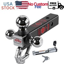 Trailer Hitch Tri-ball Hitch With Hook Triple Tow Balls 2-inch Shank Multi