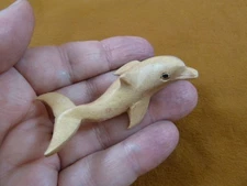 Q201-11 little small baby Dolphin calf Satinwood WOOD wooden FIGURINE dolphins