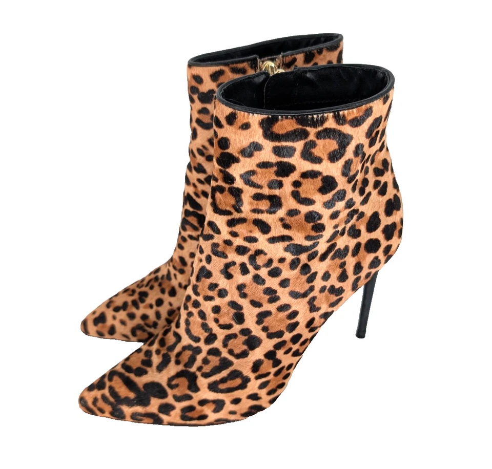 Botines Alice + Olivia Celyn Leopardo Pelo de becerro Stiletto Cremallera al Tobillo Glam Talla 8 Foto 4 de 4