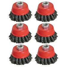 6 PACK OF 75mm TWIST KNOT WIRE CUP BRUSH SET KIT FOR 115MM ANGLE GRINDER