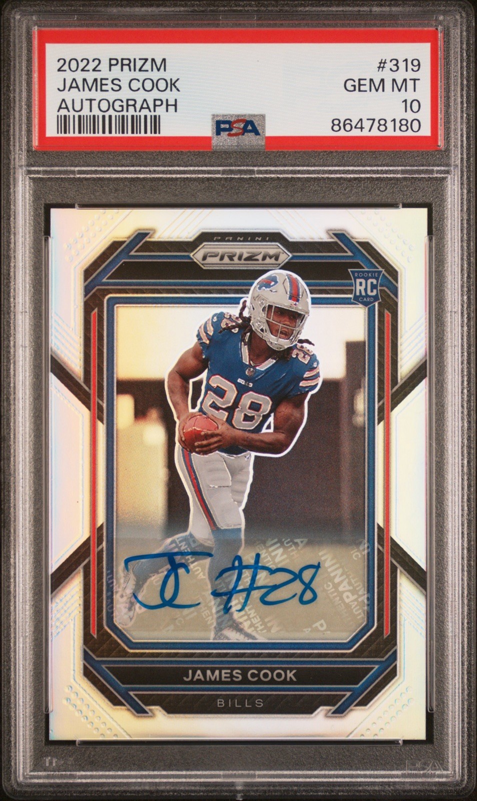 2022 Panini Prizm James Cook #319 Silver Prizm Auto Rookie RC PSA 10