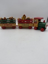 Vintage Wooden Train with Circus Animals Hand...