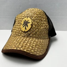 Panama Jack Straw Trucker Hat Men's One Size Adjustable Brown Palm Tree Cap