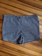 Vintage 1960s 1970s Jantzen Swim Trunks Men  s Size 40   Blue Navy Gingham Check